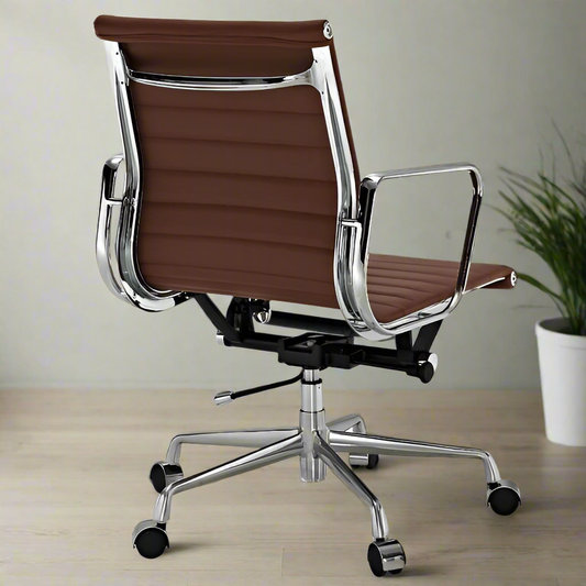 Eames Thin Pad Office Chair - Low Back - Leather (Brown)