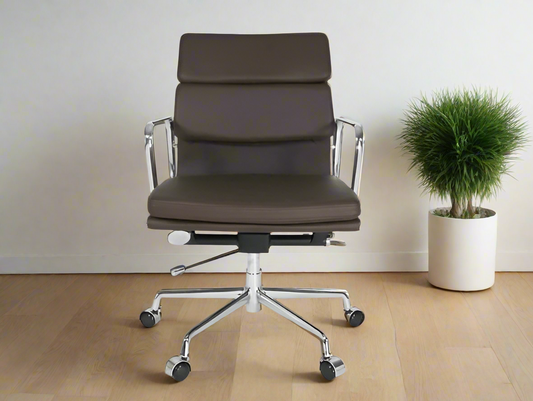 Eames Soft Pad Office Chair - Low Back - Leather (Brown)