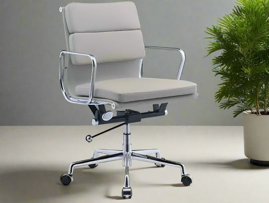 Eames Soft Pad Office Chair - Low Back - Leather (White)