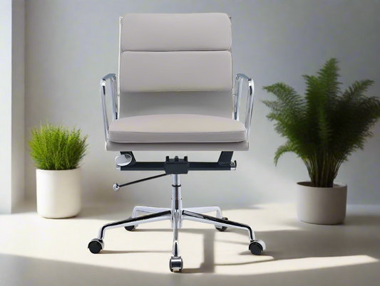 Eames Soft Pad Office Chair - Low Back - Leather (White)