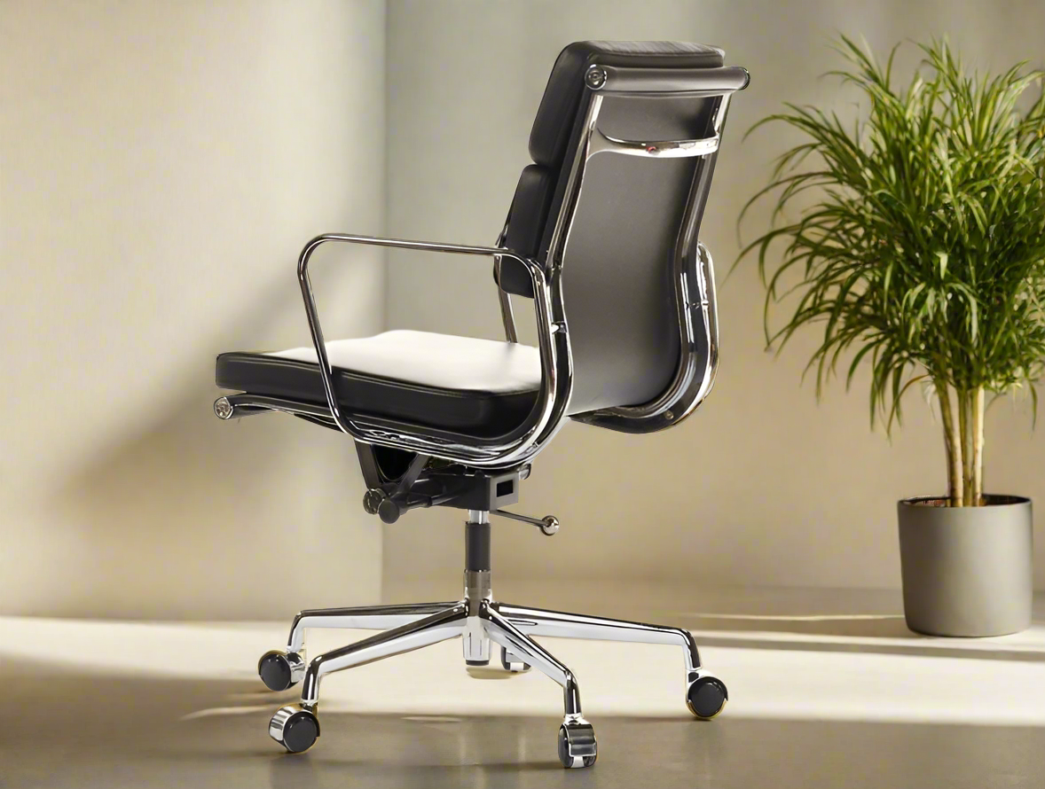 Eames Soft Pad Office Chair - Low Back - Leather (Black)