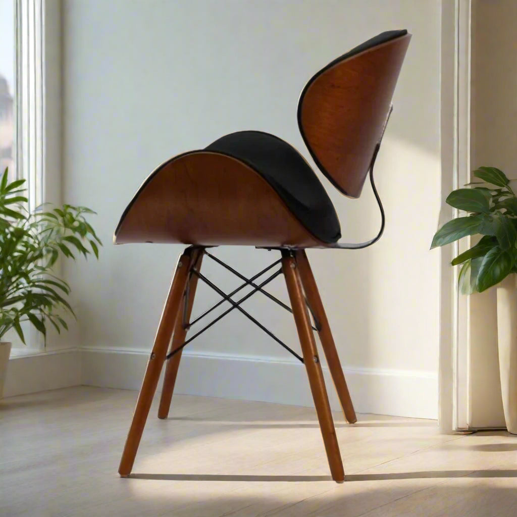 Retro Style Faux Leather Eiffel Dining Office Chair | Wood Legs |  Tan Brown | DSW Faux Leather