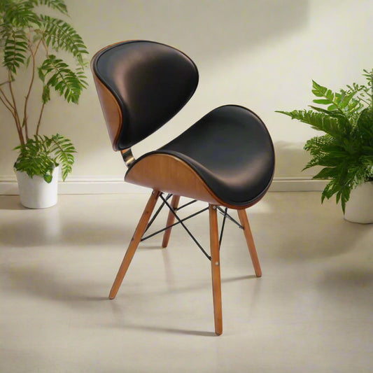 Retro Style Faux Leather Eiffel Dining Office Chair | Wood Legs |  Tan Brown | DSW Faux Leather