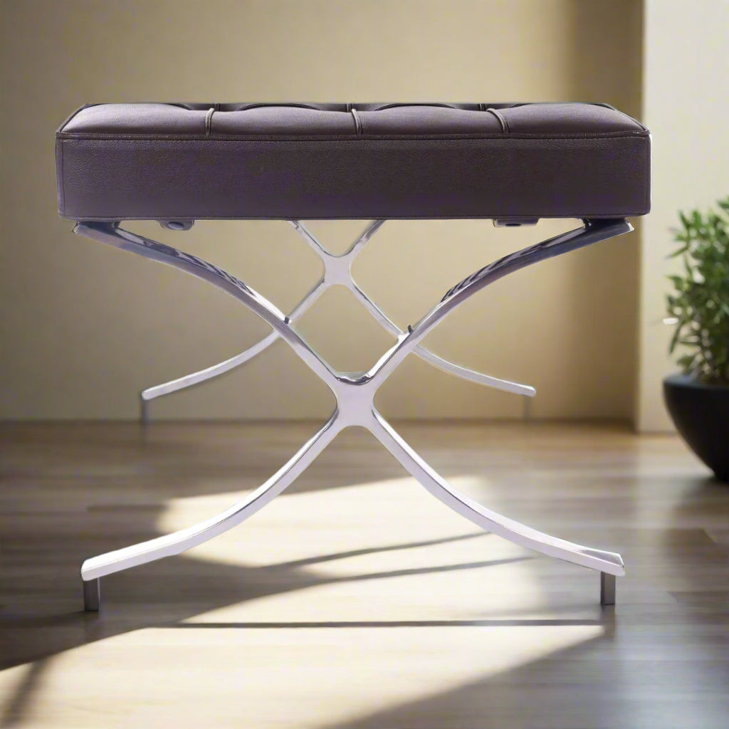 Mies Barcelona Pavilion Chair with Footrest |Chocolate Brown