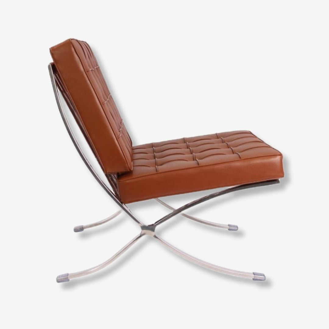 Mies Barcelona Pavilion Chair with Footrest | Tan Brown