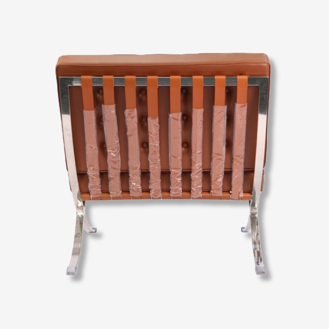 Mies Barcelona Pavilion Chair with Footrest | Tan Brown