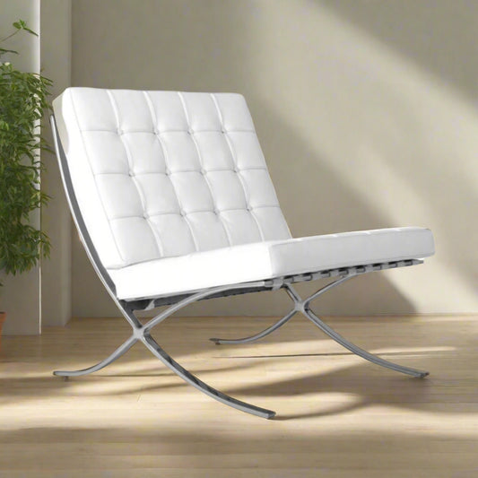 Mies Barcelona Pavilion Chair with Footrest | White