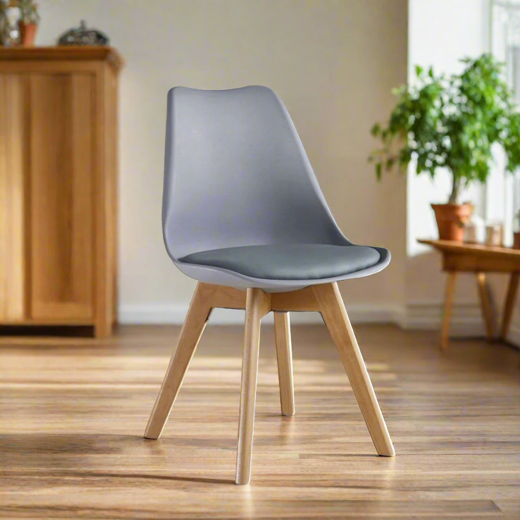 Modern Tulip Dining Chairs (Pair) | Grey
