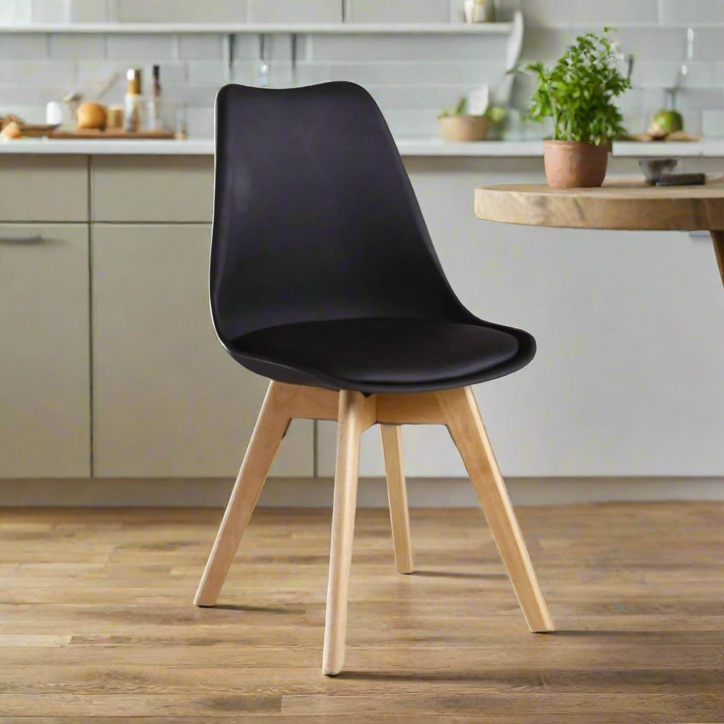 Modern Tulip Dining Chairs (Pair) | Black