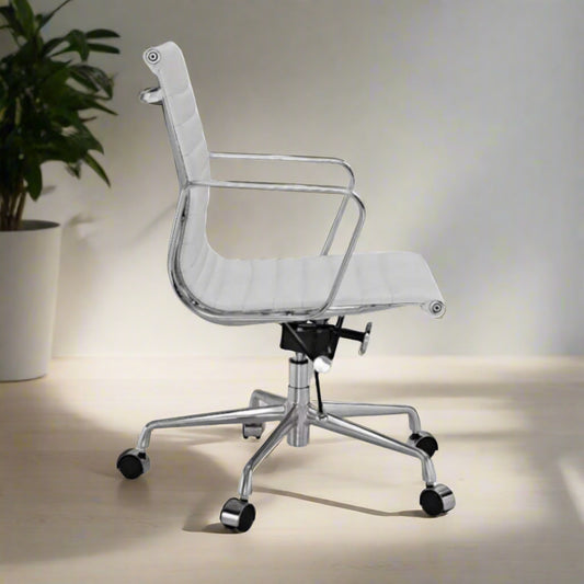 Eames Thin Pad Office Chair - Low Back - Leather (White)