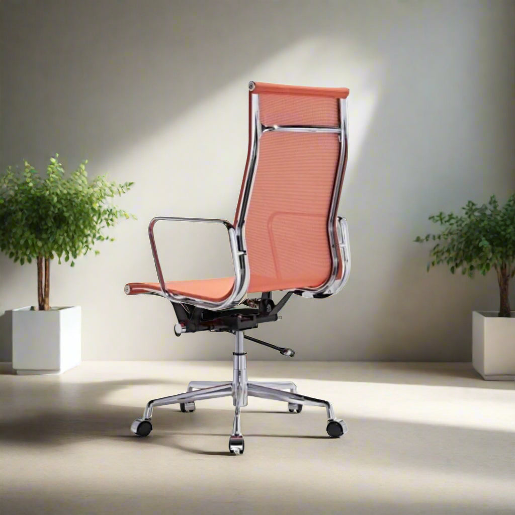 Eames Mesh Style Office Chair - High Back - (Orange)