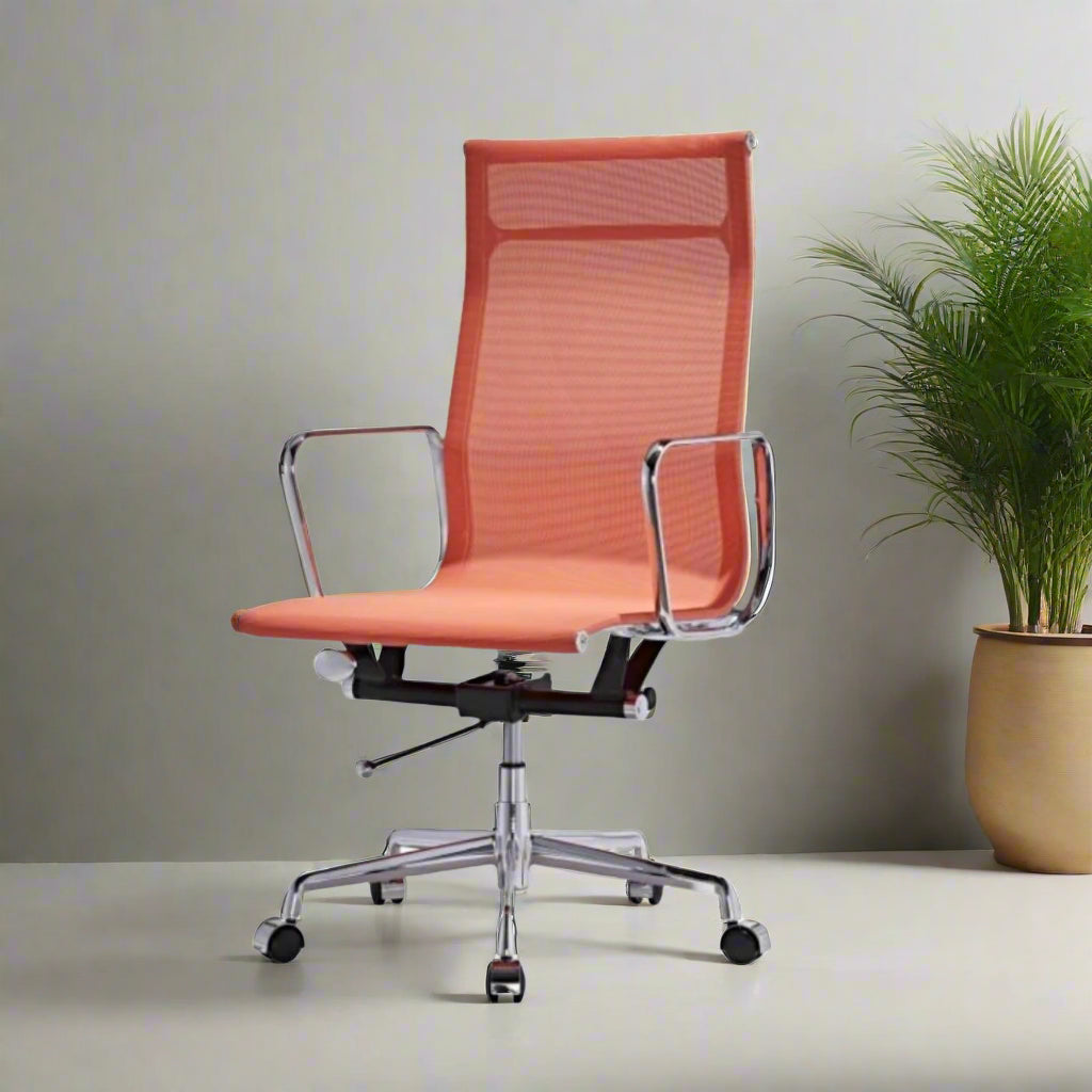 Eames Mesh Style Office Chair - High Back - (Orange)