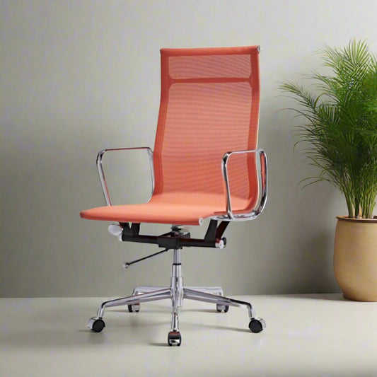 Eames Mesh Style Office Chair - High Back - (Orange)