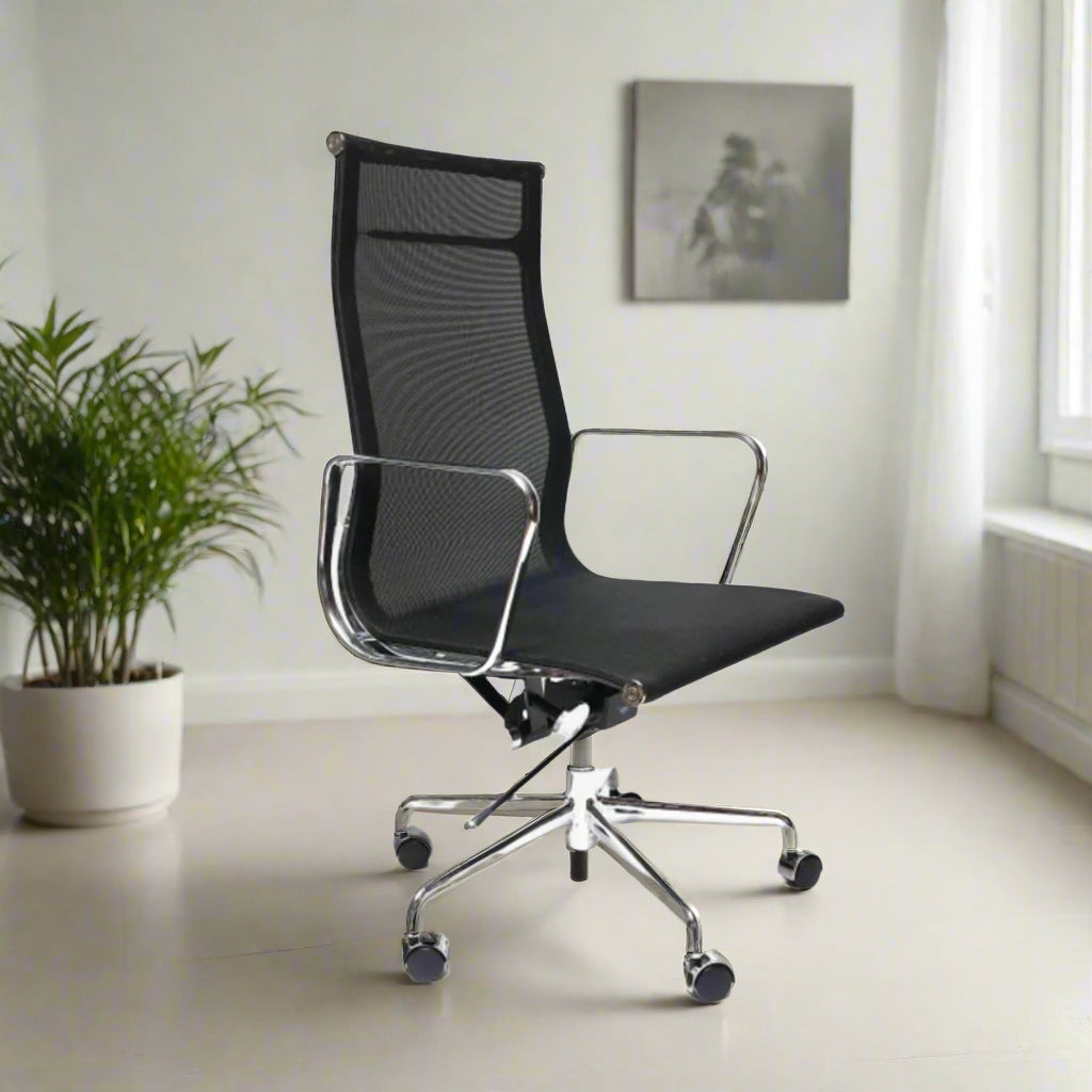Eames Mesh Style Office Chair - High Back - (Black)