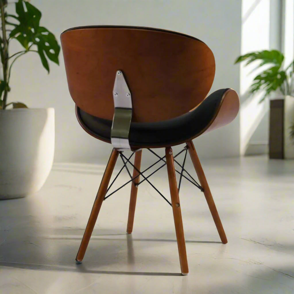 Retro Style Faux Leather Eiffel Dining Office Chair | Wood Legs |  Tan Brown | DSW Faux Leather