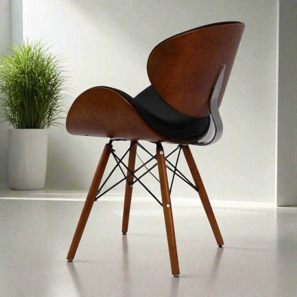 Retro Style Faux Leather Eiffel Dining Office Chair | Wood Legs |  Tan Brown | DSW Faux Leather