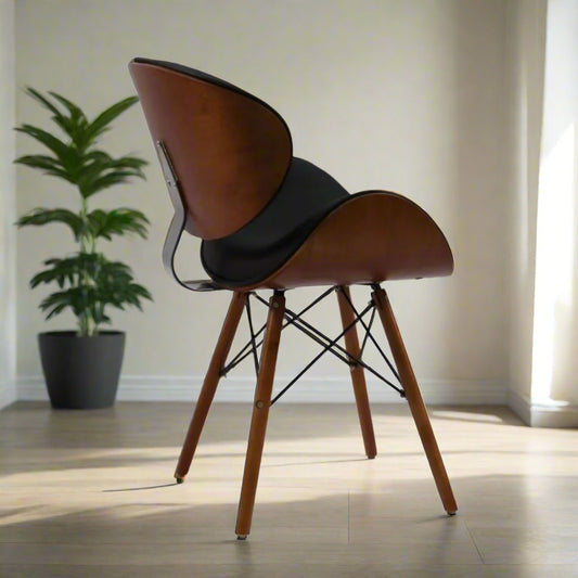 Retro Style Faux Leather Eiffel Dining Office Chair | Wood Legs |  Tan Brown | DSW Faux Leather