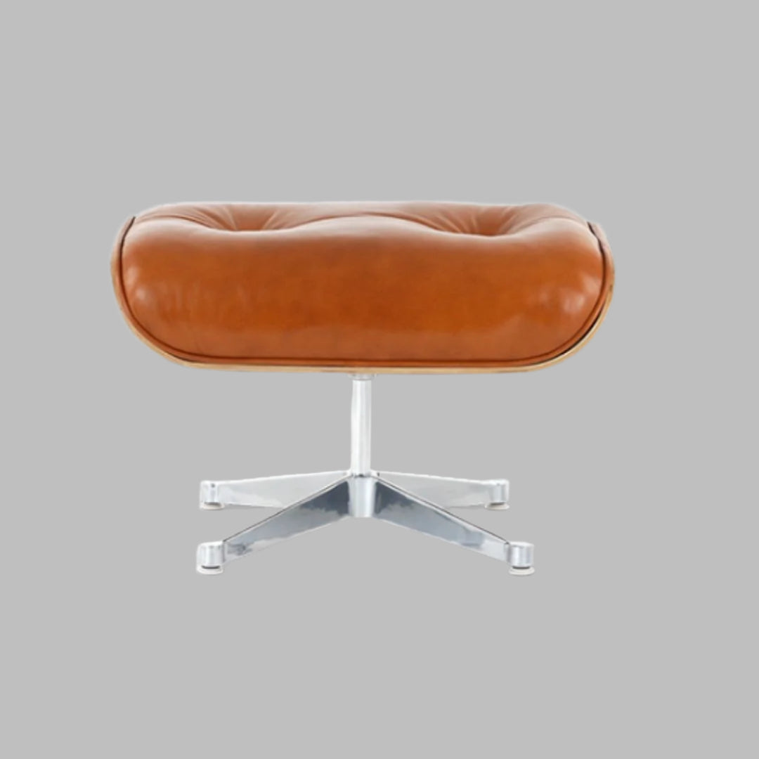 Charles Eames Style Lounge Chair with Ottoman | Camel Brown Waxed Leather | Walnut Wood
