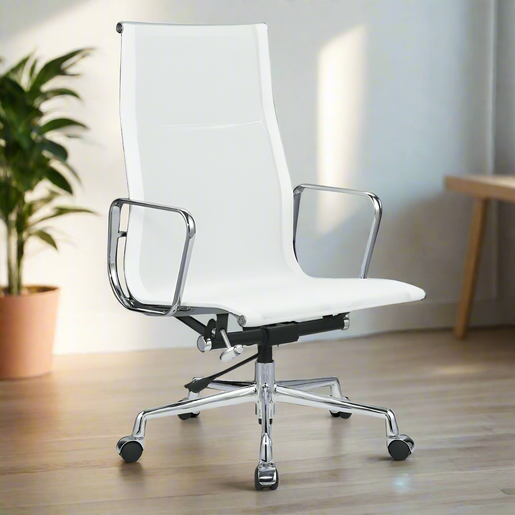 Eames Mesh Style Office Chair - High Back - (White)