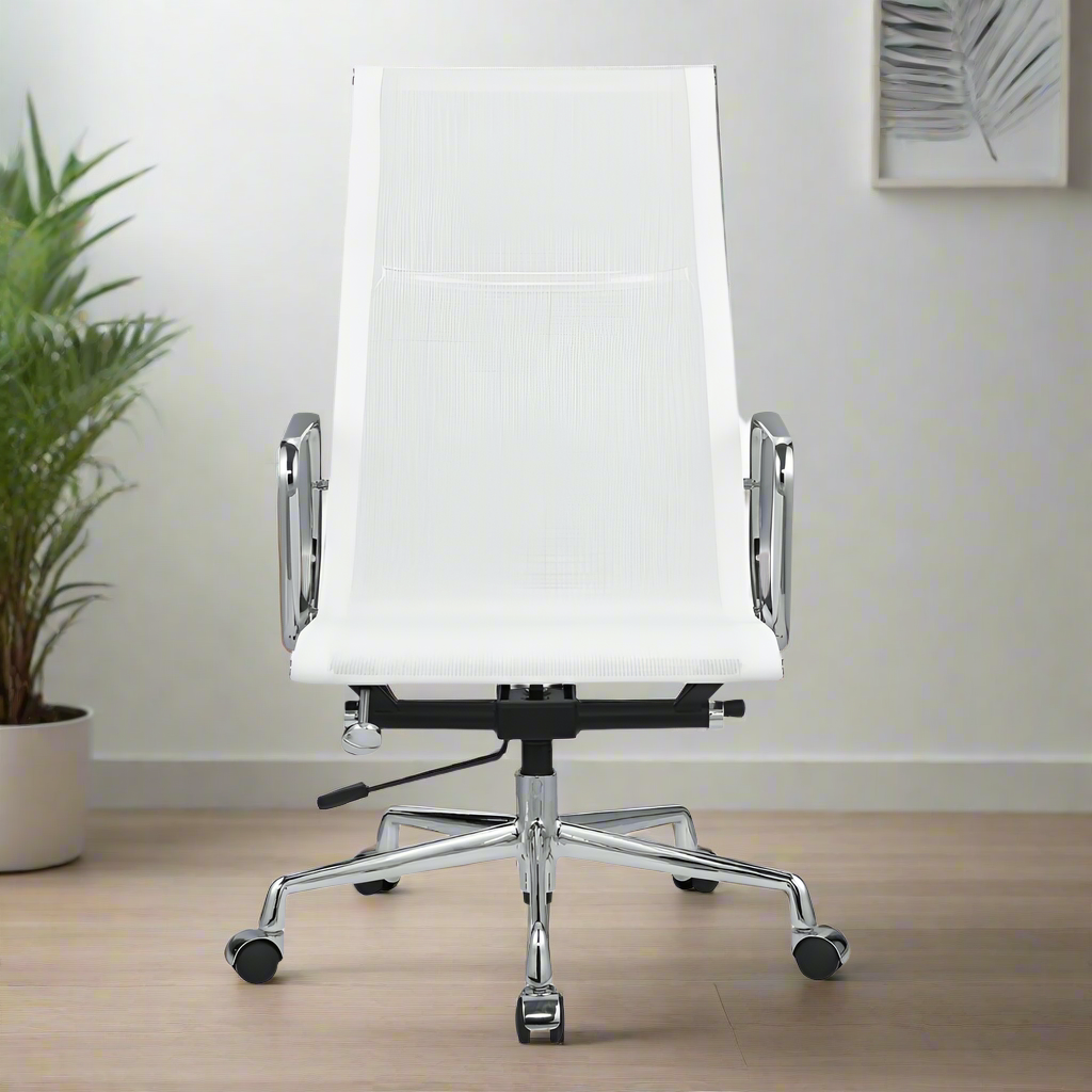 Eames Mesh Style Office Chair - High Back - (White)