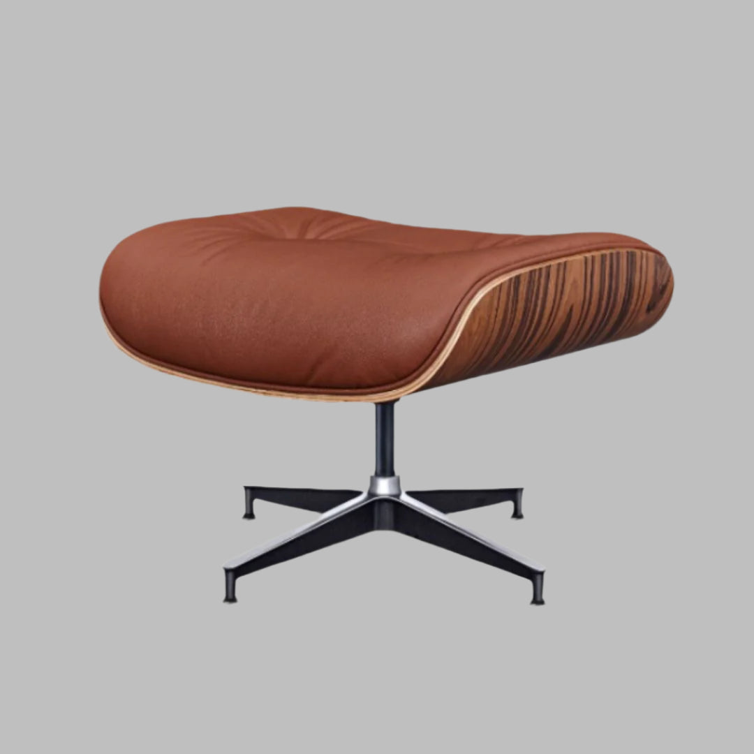 Charles Eames Style Lounge Chair with Ottoman | Tan Brown Waxed Leather | Rose Wood