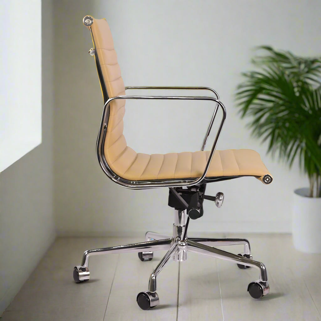 Eames Thin Pad Office Chair - Low Back - Leather (Buttercup)