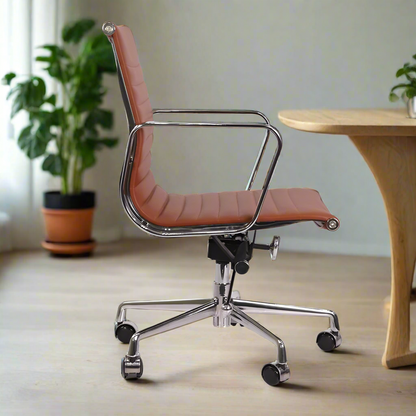 Eames Thin Pad Office Chair - Low Back - Leather (Tan Brown)