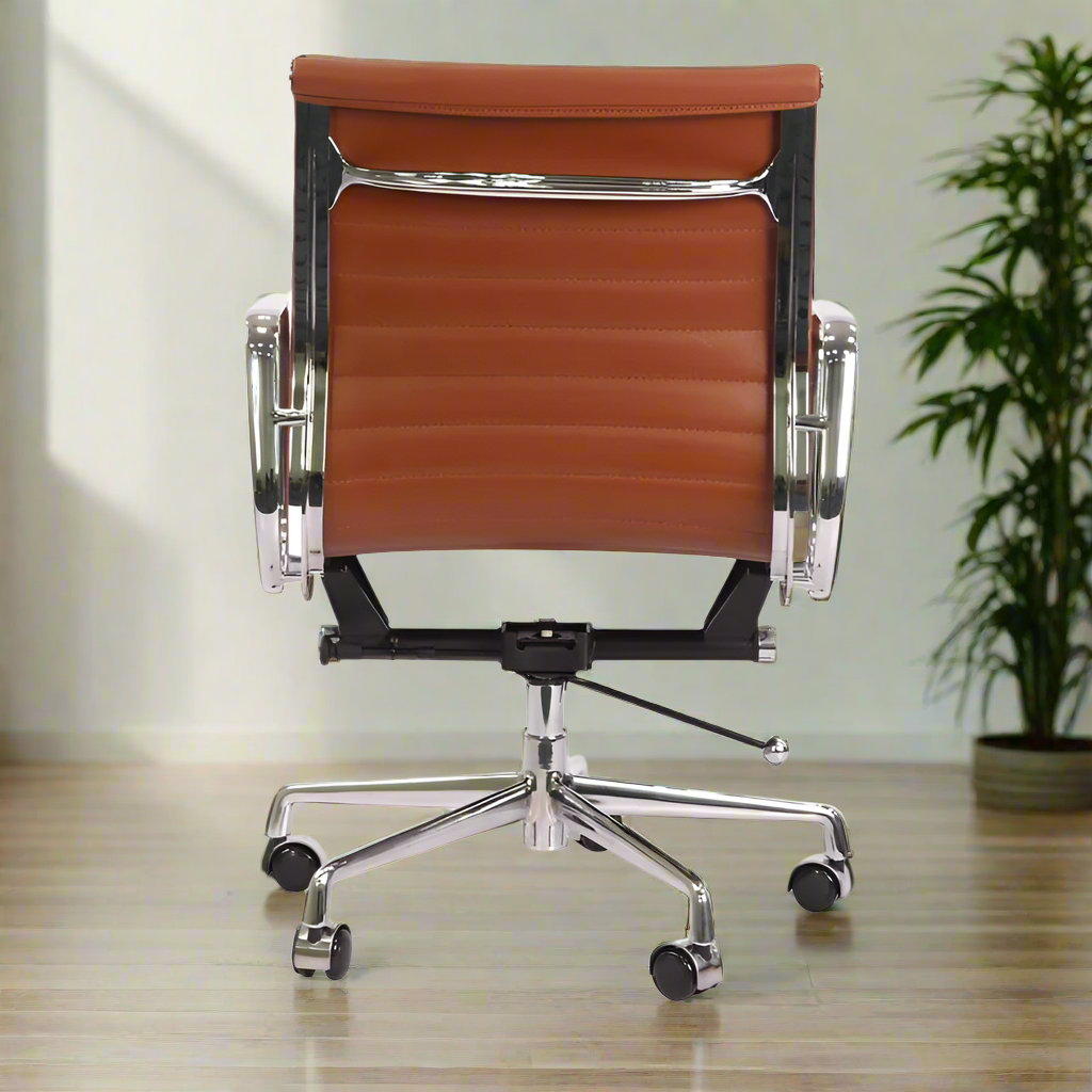Eames Thin Pad Office Chair - Low Back - Leather (Tan Brown)