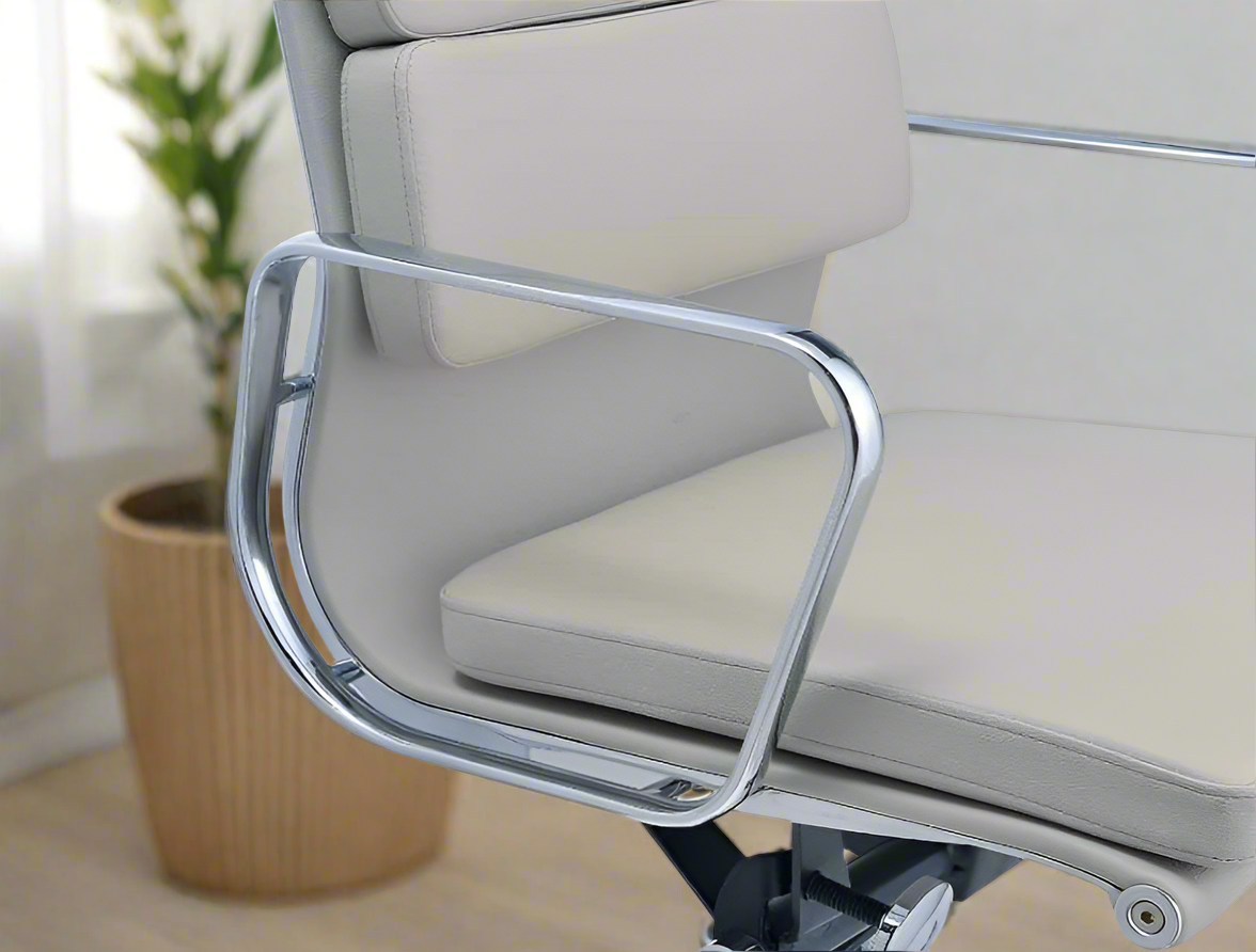Eames Soft Pad Office Chair - Low Back - Leather (White)