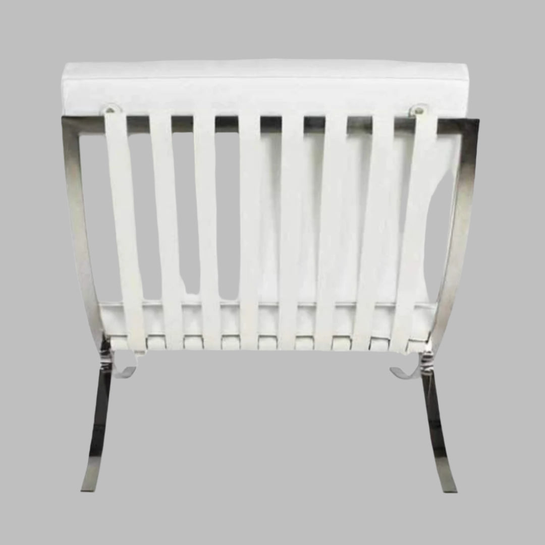 Mies Barcelona Pavilion Chair with Footrest | White