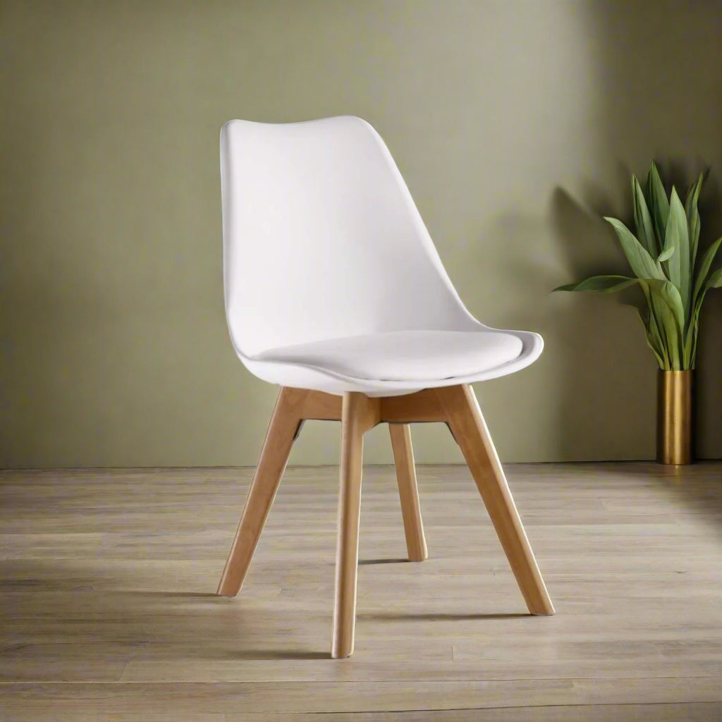 Modern Tulip Dining Chairs (Pair) | White
