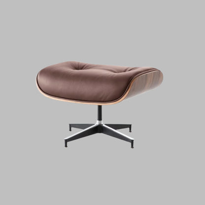 Charles Eames Style Lounge Chair with Ottoman | Brown Waxed Leather | Walnut  Wood