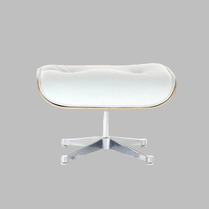 Charles Eames Style Lounge Chair with Ottoman | White Waxed Leather | Rose Wood
