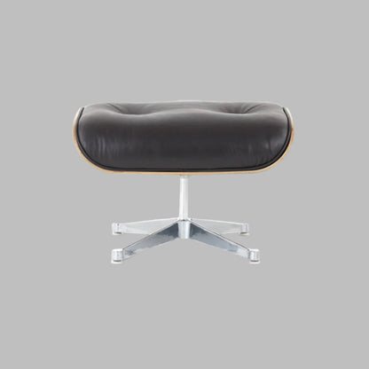Charles Eames Style Lounge Chair with Ottoman | Black Waxed Leather | Rose Wood