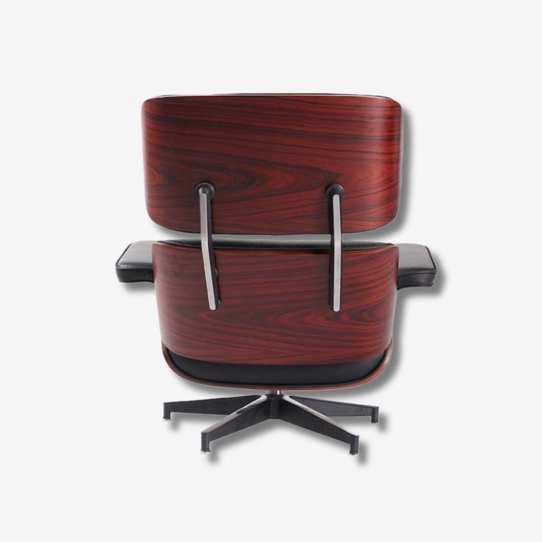 Charles Eames Style Lounge Chair with Ottoman | Dark Rose Wood |Black