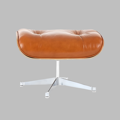 Charles Eames Style Lounge Chair with Ottoman | Caramel Brown Waxed Leather | Walnut  Wood